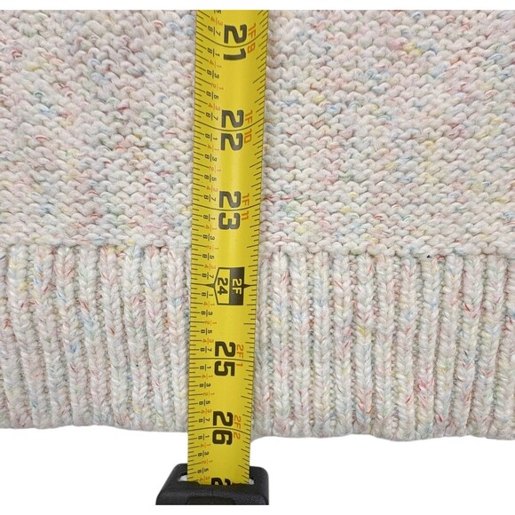 Lou & Grey Speckled Confetti Knit Mock Neck Sweater Side Vents Cream Cozy M - Picture 11 of 11